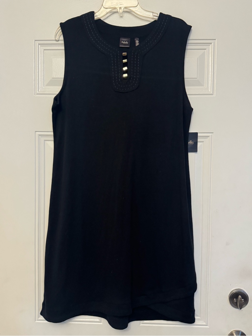 Brand new Rafaella Black Sleeveless Knit Mini Dress with Silver Accent Placket